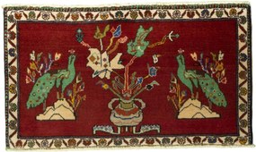 Shiraz Tappeto 80 x 50 Rosso (Iran) Annodato A Mano