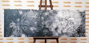 Stampa su tela – Mandala floreale in bianco e nero