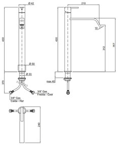 Antonio Lupi Bikappa Bk905n Rubinetto Monocomando Lavabo Da Piano H 43 Cromo Lucido