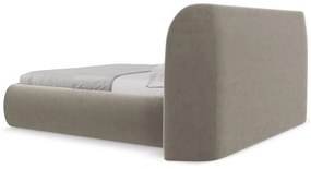 Letto matrimoniale imbottito tortora con contenitore con griglia 180x200 cm Hauke - Makamii