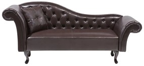 Chaise longue vintage sinistra in pelle sintetica marrone LATTES Beliani