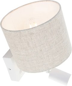 Applique da parete bianca con lampada da lettura e paralume grigio chiaro 18 cm - Brescia