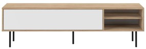 Tavolo TV in rovere decorato in bianco e naturale 165x40 cm Ampère - TemaHome