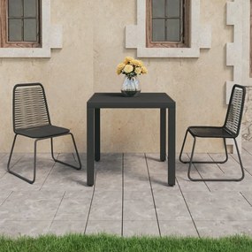 Set Da Pranzo Da Giardino 3 Pz İn Rattan Pvc Nero /