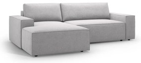 Divano letto angolare grigio chiaro in tessuto bouclé (angolo sinistro) Jodie - Micadoni Home