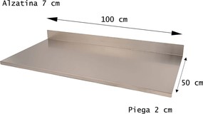 Tagliere Spianatoia per Alimenti Professionale con Alzatina 100x50 AISI 304...