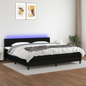 Letto a molle materasso e led nero 200x200cm in tessuto