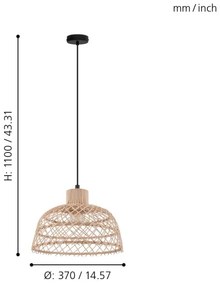 Eglo 43285 - Lampadario a sospensione con filo AUSNBY 1xE27/40W/230V