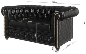 Divano letto nero in similpelle 148 cm York - Ropez