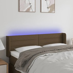 Testiera A Led Marrone Scuro 147x16x78/88 Cm İn Tessuto /