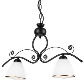 Lampadario a sospensione con catena RETRO 2xE27/60W/230V opaco nero