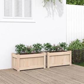 Fioriere Da Giardino 2 Pz İn Legno Massello Di Pino /
