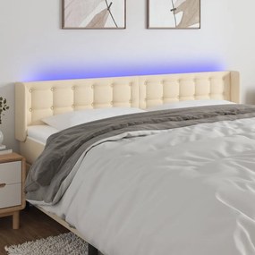 Testiera A Led Crema 183x16x78/88 Cm İn Tessuto /