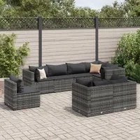 Set Divani da Giardino 8 pz con Cuscini in Polyrattan Grigio 3308194