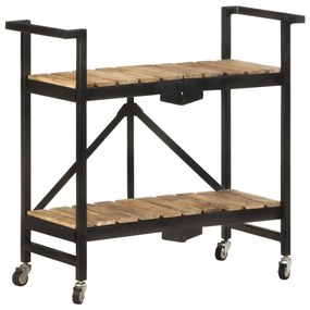 Carrello Da Cucina 87x36x81 Cm İn Legno Massello Di Mango /