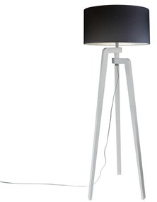 Lampada da terra treppiede bianca con paralume nero 50 cm - Puros