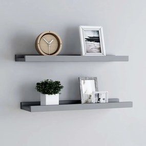 Mensole Loggia Per Foto 2 Pz Grigie 60x9x3 Cm İn Mdf /
