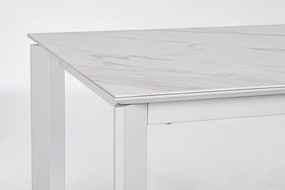 Tavolo BRIVA in acciaio grigio chiaro e piano in ceramica effetto marmo, allungabile 160&#215;90 cm &#8211; 220&#215;90 cm