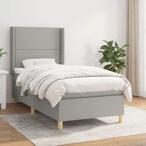 Giroletto A Molle Con Materasso Grigio Chiaro 90x200 Cm Tessuto /