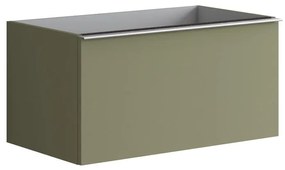 Mobile da bagno sotto lavabo L 80 x H 40 x P 45.5 cm verde salvia laccato, 2 cassetti Pixel plain