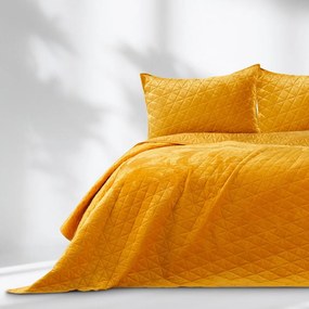 Copriletto giallo in velluto con rivestimento trapuntato 240x260 cm Laila – Restilo