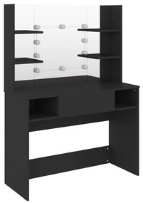 Toeletta con luci led 100x40x135 cm in mdf nera
