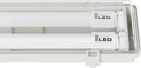 Corpo illuminante tecnico LED per tubi T8, 2x G13, 20W, 230V, 6500K, 120 cm, IP65, bianco