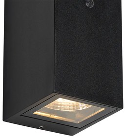 Lampada da parete nera 2 luci IP44 con sensore crepuscolare - Baleno II