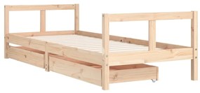 Giroletto bambini con cassetti 80x200 cm legno massello di pino