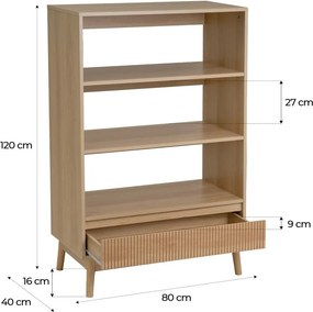 Libreria di colore naturale 80x120x40 cm Naroa – Casa Selección