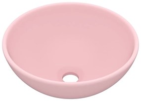 Lavandino Lusso Rotondo Rosa Opaco 32,5x14 cm in Ceramica