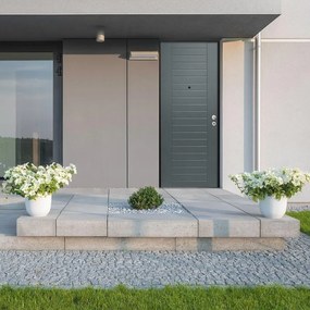Porta blindata MASTER Great L 90 x H 210 cm in PVC grigio antracite/bianco, apertura spingere a sinistra, falso telaio incluso
