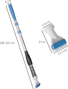 Aspirapolvere per Piscina Portatile Ø6x106-162 cm con Asta a 3 Livelli Blu e Bianco...