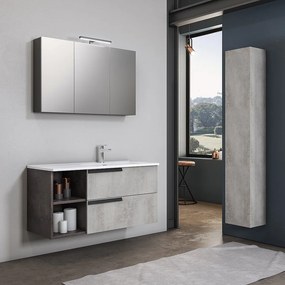 Mobile Bagno Sospeso 100 Cm Due Cassetti Con Vano a Giorno Specchio Con Illuminazione Led "Savini" Delia 3