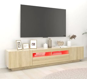 Mobile Porta TV con Luci LED Rovere Sonoma 200x35x40 cm