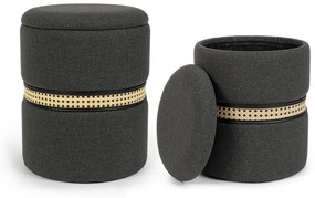 Set di 2 pouf contenitore KARINA carbone