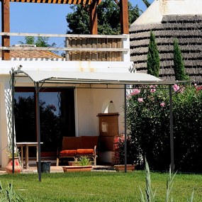 Pergola da Giardino 300x250x200-250A cm in Acciaio con Copertura in Tessuto Beige...