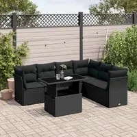 Set Divani da Giardino con Cuscini 7pz Nero Polyrattan 3266605