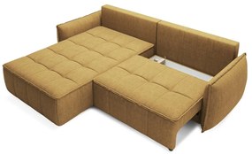 Divano angolare giallo allungabile/con contenitore (con penisola a sinistra/con chaise lounge) e rivestimento in velluto Campo – ELTAP