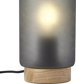 Lampada da tavolo moderna in legno con vetro grigio opaco - Umbra