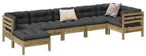 Set divani da giardino 7pz con cuscini legno impregnato di pino