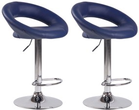 Set 2 Sedie Da Bar Olinda İn Ecopelle / Blau / Chrom