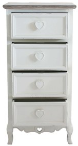 CAMILLE - cassettiera 4 cassetti in legno di paulownia shabby chic