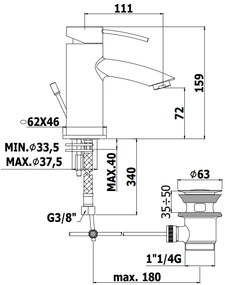 Paffoni Berry Br075 Miscelatore lavabo Monocomando Con Scarico Automatico Cromo