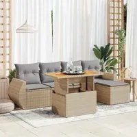 Set Divano da Giardino 6 pz con Cuscini Beige in Polyrattan 3327251