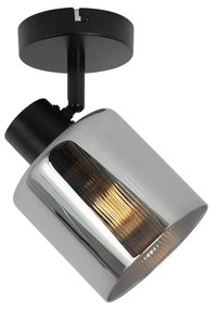 Faretto da soffitto Art Déco nero con vetro fumé regolabile - Laura