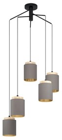 Lampadario Industrial Albariza 5 Luci Metallo Nero E Marrone