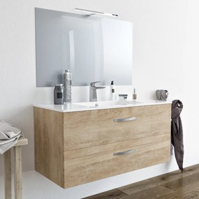 Mobile bagno LINDA100 Rovere Chiaro con lavabo e specchio - 8210 - CON LUCE LED