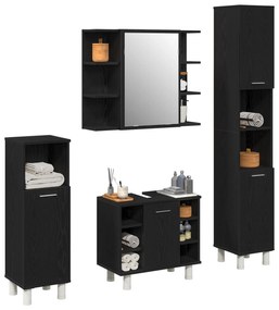 Set di mobili da bagno  4 pezzi quercia nera legno ingegnerizzato