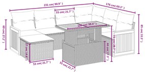 Set divani da giardino con cuscini 8 pz nero in polyrattan